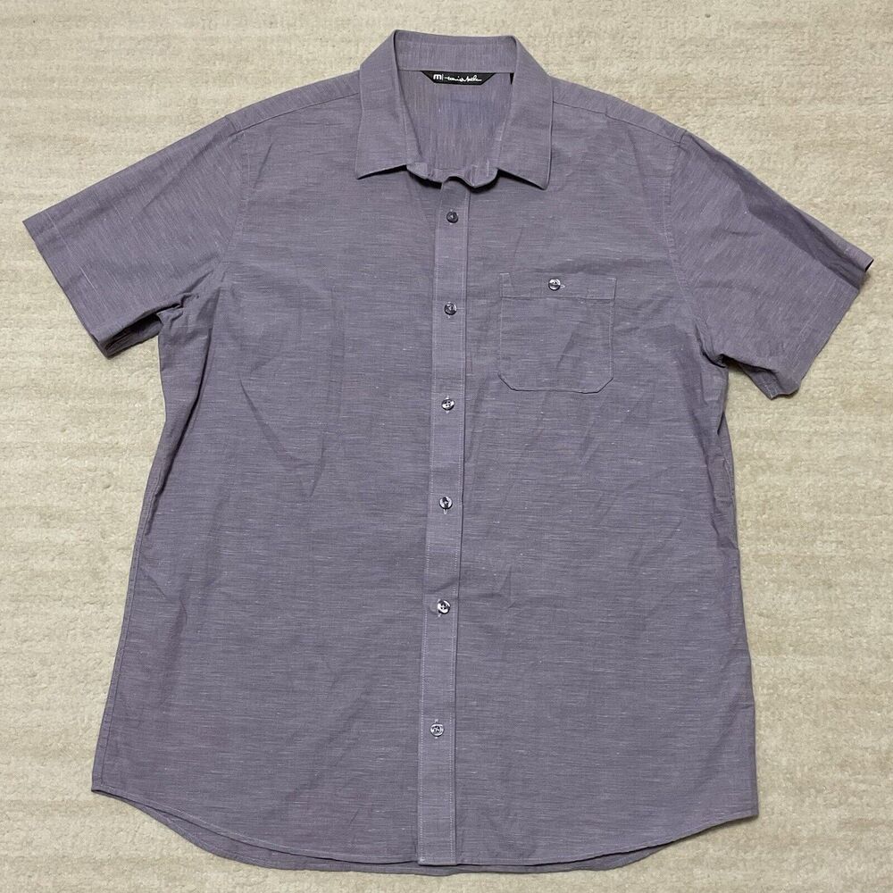 Travis Mathew Medium Purple Short Sleeve Button Down Shirt Men's L